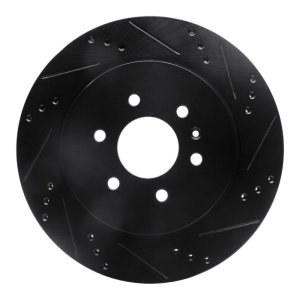 Cadillac SRX Brake Rotor (1) - Rear Right - R1 Concepts - Drilled & Slotted - Black - `04-`09